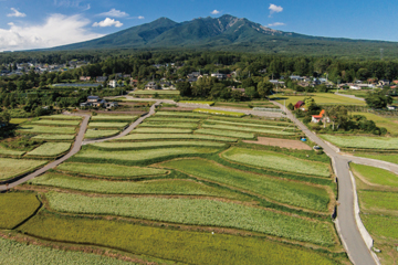 空撮業務-八ヶ岳と棚田（北杜市）